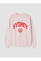 Ozmarka New Season Pink Sydney Printed Oversize Women's Thick Sweatshirt - 5