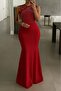 Women's Multi-Strap Front Stone-Embellished Fish Cut Shimmer Crepe Maxi Dress - 3