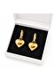 Zircon Stone Curved Heart Gold Steel Earrings - 4