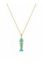Gold Color Blue Fish Figured Chain Necklace – Sea Themed Women's Necklace