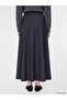 Lcw Modest Gray Flared Skirt with Zipper at the Waist - 5