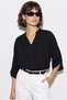 Women's Black Judge Collar V-Neck Loose Cut Bat Sleeve Blouse 60286450 - 4