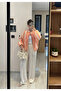 Women's Orange Oversize Striped Bomber Jacket - 4