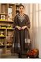 Brown Silk Embroidered Kurta Set - ALV2196 | Brown-Size:XL-42-Inches - 3