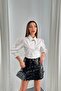 Women's Black Mini Skirt with Sequin Lining, Slim Fit, Party and Event Style - 3