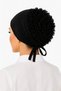 Lux Ruffled Ribbed Tie-Back Black Combed Cotton Bonnet (Cotton & Lycra Fabric, Non-Slip, Islamic Clothing, Lightweight, Comfortable, Stylish) - 4