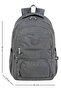 Crinkle Fabric School Backpack Set of 3 with Thermal Lunch Bag and Pen Holder, Gray with Monkey Keychain Gift - 6