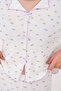 Zero Collar Long Sleeve Bow Detailed Floral Patterned Pointelle Women's Pajama Set with Trousers Premium Viscose - 6