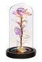 Artificial 24K Gold Foil Rose in Glass Dome with LED Lights, Eternal Decorative Golden Rose Gift for Anniversary, Birthday, Wedding, Valentine's Day & Home Décor