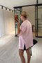 Belted Ornamental Pocket Detail Powder Pink Oversize Jacket - 3