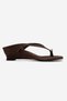 Alizee Brown Suede Flip-Flop Buckle Women's Mini Wedge Heeled Slippers - 4