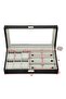 6-piece watch display box & jewelry storage case with 3-piece eyeglass & sunglasses holder - Black - 2