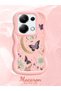 Redmi Note 13 Pro 4g Compatible Wavy Frame Moon Butterfly and Flower Pattern Silicone Phone Case