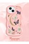 iPhone 13/14 Compatible Wavy Frame Moon Butterfly and Flower Pattern Silicone Phone Case