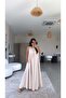Beige Wrinkled Fabric Collar Gathered Loose Dress - 2