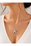 Balloon Letter K Necklace – 316L Stainless Steel Letter Necklace with Bead Detail Chain