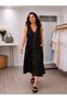 Sandy Fabric Eyelet Detailed V-Neck Midi Dress