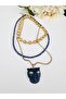 Triple Detachable Panther Lapis Lazuli Natural Stone Steel Combination Necklace - 4