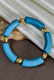 Bamboo Model Pipe Cut Acrylic Resin Crushed Gold Metal Detailed Bracelet - 3