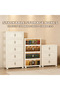 45cm Width 5 Layers Double Doors Transparent Panels with Oval Pattern Design White Handles Foldable Plastic Storage Cabinet with Wheels - 3