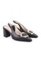 Women's Classic Heeled Shoes Slingback Matte Leather Metal Buckle Block Heel L064.043 - 3
