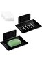 Two-piece strip soap dish set - self-adhesive shower soap holder, suitable for shower walls - rectangular aluminum soap tray - black