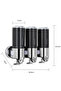 Manual three-compartment wall-mounted soap dispenser, no drilling required, suitable for shampoo, shower gel, and conditioner, gold. - 3