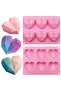 Two Heart Cake Molds 6-Cavity 3D Heart Diamond Silicone Baking Molds Cheesecake Mousse Wedding Chocolates Valentine Day