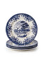 Earthenware Classic Blue Windmill & Floral Pattern Chop Plate, 12.1 Inch, White (Set of 4)