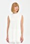 Chiffon Front Sleeveless Combed Cotton Undergarment - Ecru
