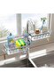 Kitchen faucet storage rack, kitchen sink storage rack, multi-functional rust-proof sponge rack, soap dish, sink brush with drip tray (silver). - 2