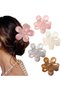 4-piece flower hair clip set, non-slip, strong-hold hair clips, matte finish, small flower claw clips, suitable for women and girls, transparent.