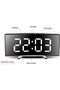 LED Curved Digital Alarm Clock USB Battery Powered Temp Display Snooze Night Mode Silent Modern Desktop Clock White - 3