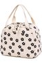 Cute Corduroy Lunch Bag for Women and Men, Reusable Insulated Lunch Box with Large Capacity (Beige Chrysanthemum Design)