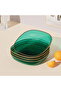 4-Piece Square Snack Plate Set, Transparent Multi-Purpose Appetizer & Fruit Tray for Kitchen & Dining (Green)