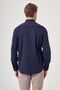 Navy Blue-White Buttoned Collar Long Sleeve Pocketless Slim Fit 100% Cotton Shirt 1004260206 - 5