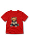 Children's Headphone-Wearing Teddy Bear Printed Music-Themed Crew Neck Short Sleeve T-Shirt
