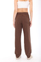 Blayn Women's Tan Linen Textured High Waist Wide Leg Pants with Tie Waist - 6