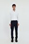 Men's Regular Fit Button-Down Collar Long Sleeve White - Navy Blue Striped Shirt - 3
