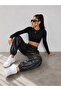 Leather Waist Elasticized Jogger Style Pants - 5