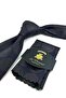 Navy Blue Green Motif Pattern Classic Tie with Handkerchief Kk13972 - 2