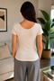 38 Size Liralik Combed Cotton Ecru Women's T-Shirt Crew Neck Short Sleeve Relaxed Fit Daily Basic Tshirt - 3