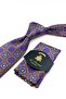 Purple Motif Pattern Classic Tie with Handkerchief Kk13917 - 2