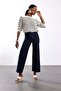 Dark Navy Blue Elastic Waist Straight Cut Jeans 761 - 4