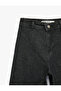 High Waist Comfortable Fit Cotton Denim Trousers - Culotte Jeans - Black - 3