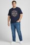 Men Crew Neck Short Sleeve Graphic Print T-Shirt, Navy - 2