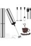 Electric Milk Frother - Mini Mixer - Drink Maker - USB Rechargeable - Stainless Steel - Silver