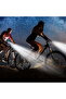 This USB Recharge bicycle light features a super bright LED spotlight w/four modes: high & low beam - running - fishing - & camping - 3