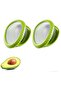2-Piece Avocado Storage Container Set - Silicone Fruit & Vegetable Antioxidant Reusable Fridge Container - For Halved Avocados - Easy Clean - Green