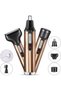 Waterproof electric shaver set for beard, nose hair, and face - portable and painless, plastic body (gold). - 5